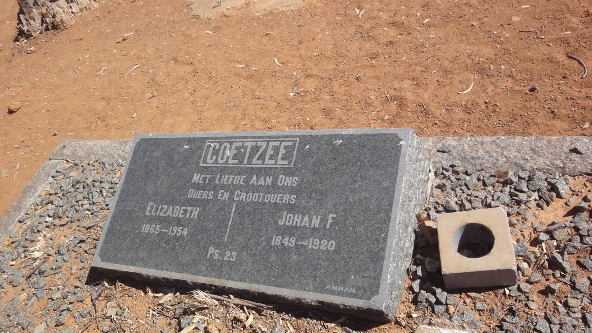 COETZEE Johan F. 1849-1920 &amp; Elizabeth 1865-1954