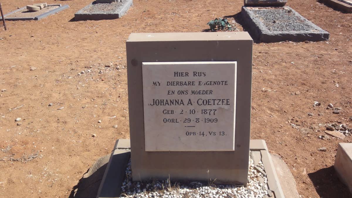 COETZEE Johanna A. 1877-1909