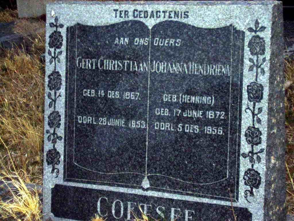 COETSEE Gert Christiaan 1867-1953 &amp; Johanna Hendriena HENNING 1872-1956