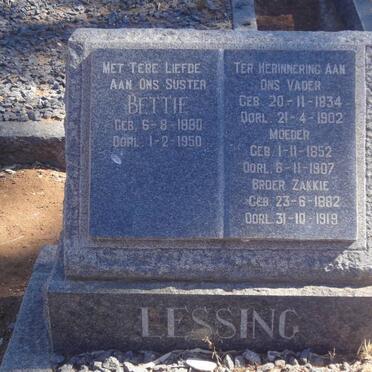 LESSING Vader 1834-1902 &amp; Moeder 1852-1907 :: LESSING Bettie 1880-1950 :: LESSING Zakkie 1882-1919