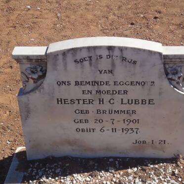 LUBBE Hester H.C. nee BRUMMER 1901-1937