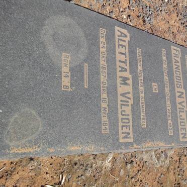 VILJOEN Francois N. 1850-1934 &amp; Aletta M. 1857-1941