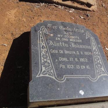 VENTER Aletta Johanna nee DE BRUYN 1904-1963