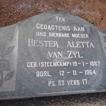 ZYL Hester Aletta, van nee STEENKAMP 1887-1964