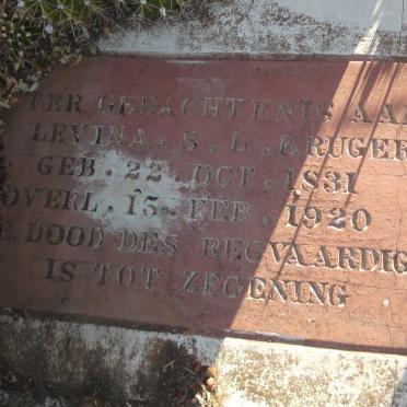 KRUGER Levina S.L. 1831-1920