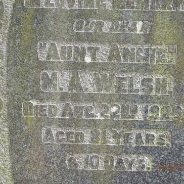 WELSH M.A. -1929