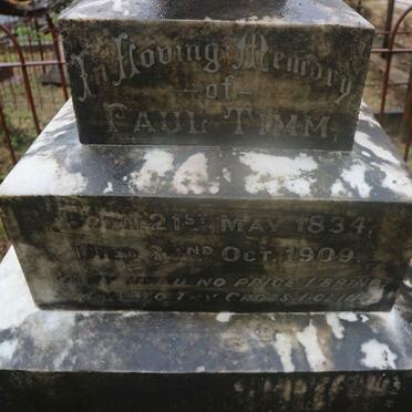 TIMM Paul 1834-1909 &amp; Emma Elizabeth -1917