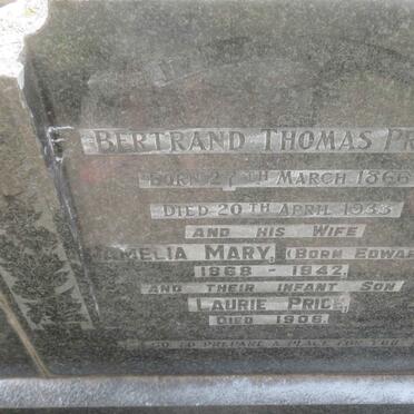 PRICE Bertrand Thomas 1866-1933 &amp; Amelia Mary EDWARDS 1868-1942 :: PRICE Laurie -1906
