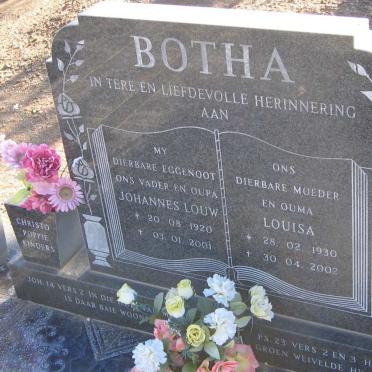 BOTHA Johannes Louw 1920-2001 &amp; Louisa 1930-2002