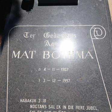 BOTHMA Mat 1907-1997 &amp; Maria Elizabeth GOUWS 1913-2001