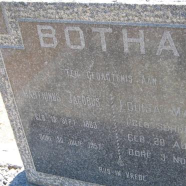 BOTHA Marthinus Jacobus 1863-1957 &amp; Louisa Mariana SCHOEVERS 1877-1967