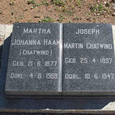 CHATWIND Joseph Martin 1897-1947 :: HAAK Martha Johanna, CHATWIND 1877-1969