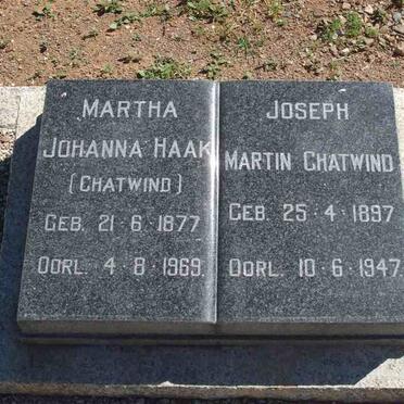 CHATWIND Joseph Martin 1897-1947 :: HAAK Martha Johanna, CHATWIND 1877-1969