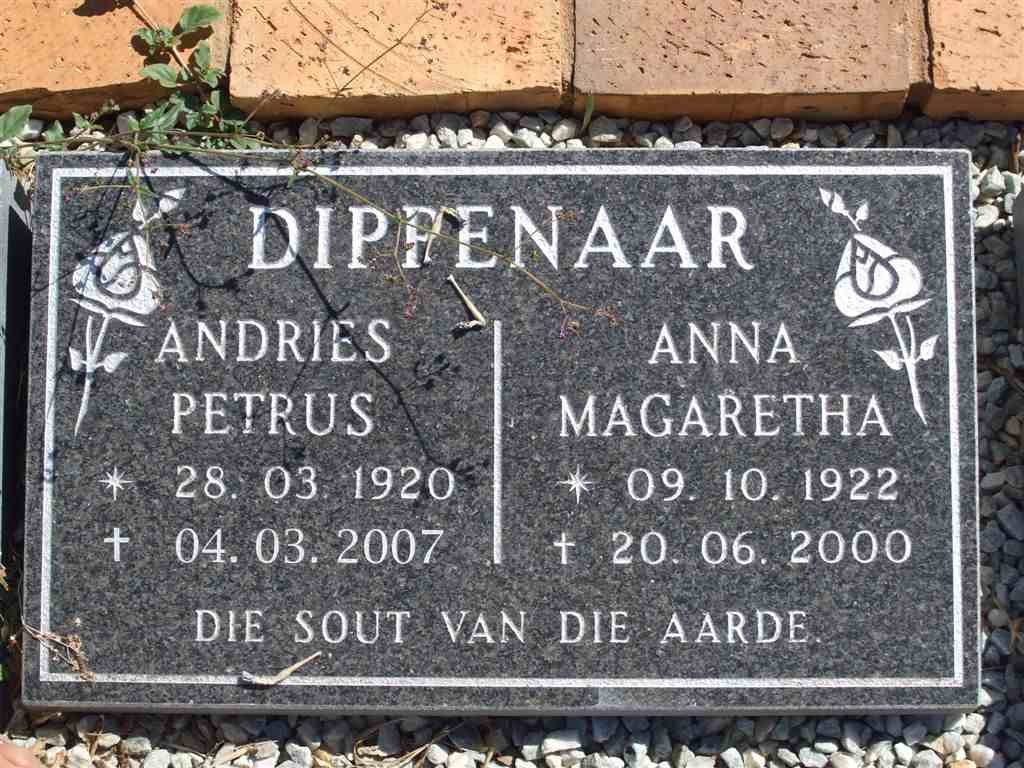 DIPPENAAR Andries Petrus 1920-2007 &amp; Anna Magaretha 1922-2000