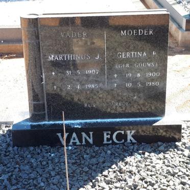 ECK Marthinus J., van 1907-1985 &amp; Gertina P. GOUWS 1900-1980