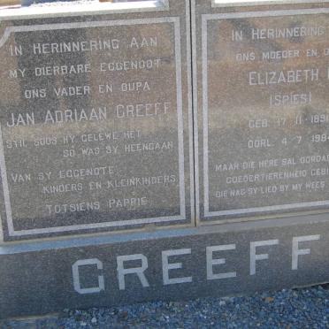 GREEFF Jan Adriaan  &amp; Elizabeth SPIES 1891-1984