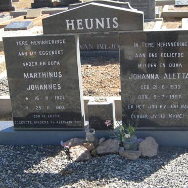 HEUNIS Marthinus Johannes 1922-1980 &amp; Johanna Aletta 1933-1997
