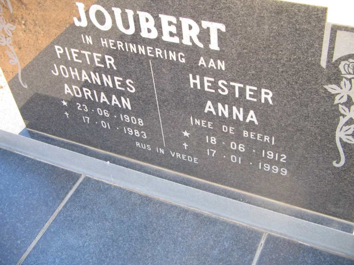 JOUBERT Pieter Johannes Adriaan 1908-1983 &amp; Hester Anna de BEER 1912-1999