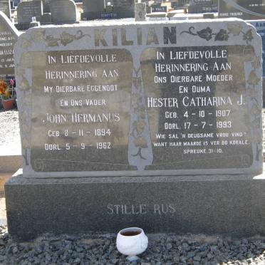 KILIAN John Hermanus 1894-1962 &amp; Hester Catharina J. 1907-1993