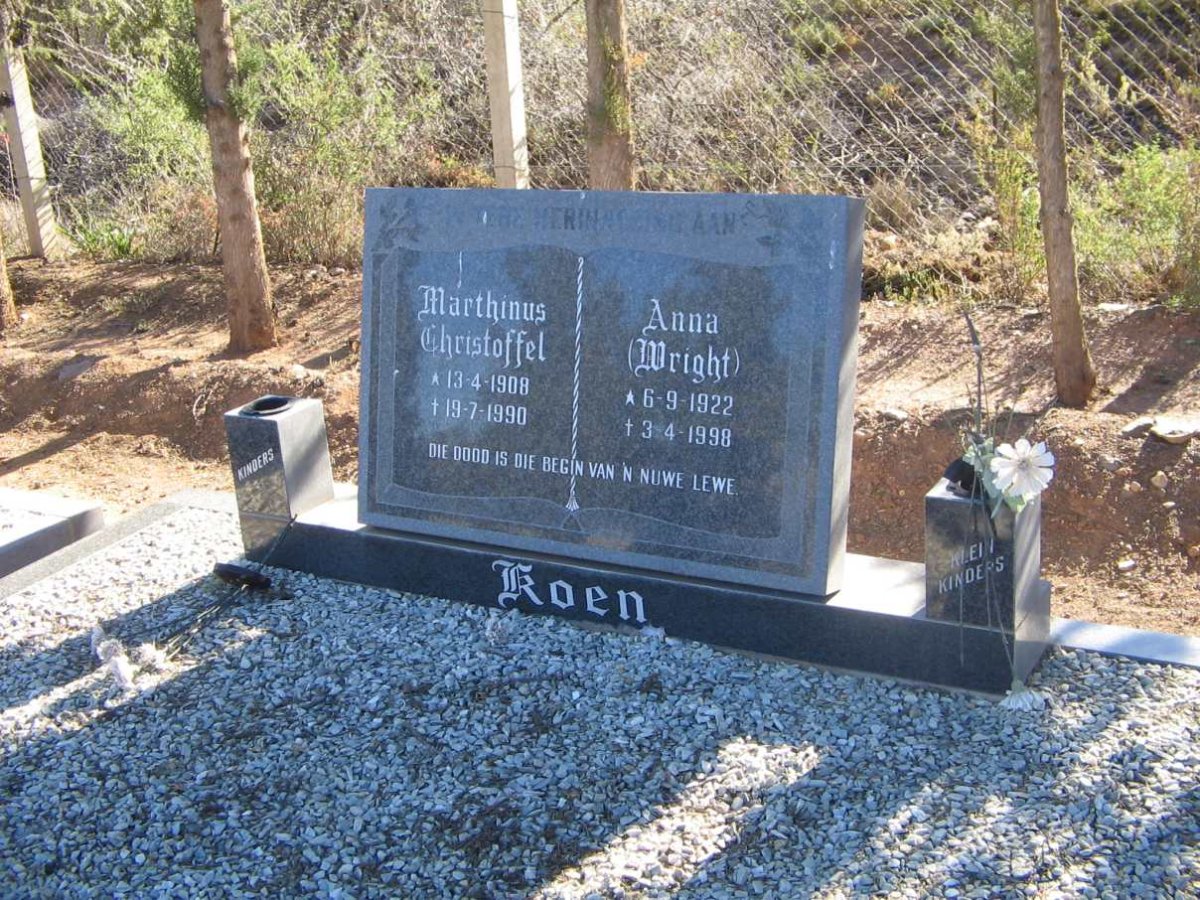 KOEN Marthinus Christofel 1908-1990 &amp; Anna WRIGHT 1922-1998