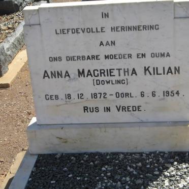 KILIAN Anna Magrietha nee DOWLING 1872-1954