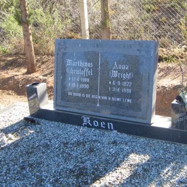 KOEN Marthinus Christofel 1908-1990 &amp; Anna WRIGHT 1922-1998