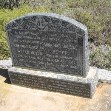 MEYER Johannes Christian Willem 1872-1949 &amp; Anna Magdalena VAN JAARSVELD 1877-1951