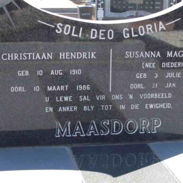 MAASDORP Christiaan Hendrik 1910-1986 &amp; Susanna Magdalena DIEDERICKS 1906-1987