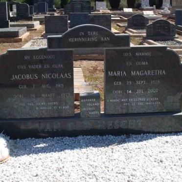 MESCHT Jacobus Nicolaas, van der 1915-1973 &amp; Maria Magaretha 1928-2007