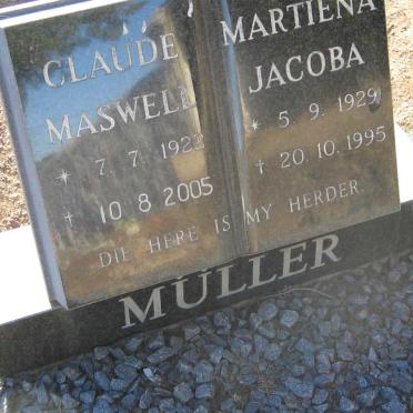 MULLER Claude Maswell 1922-2005 &amp; Martiena Jacoba 1929-1995