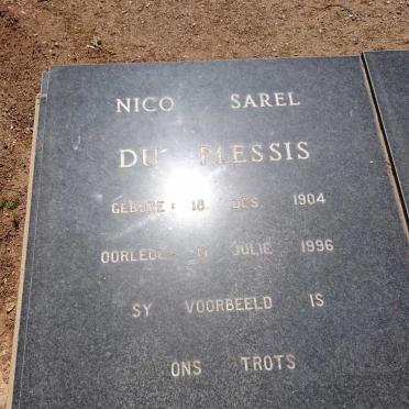 PLESSIS Nico Sarel, du 1904-1996 &amp; Sarah Margaret 1917-1997 