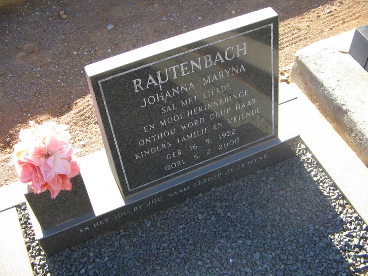 RAUTENBACH Johanna Maryna 1922-2000