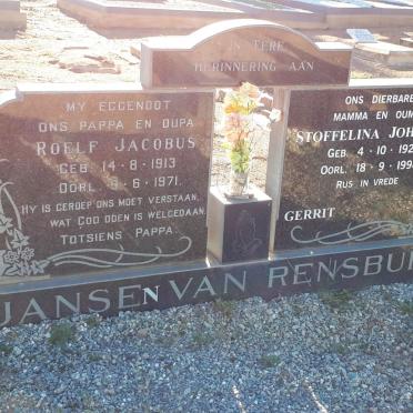 RENSBURG Roelf Jacobus, Jansen van 1913-1971 &amp; Stoffelina Johanna 1921-1998