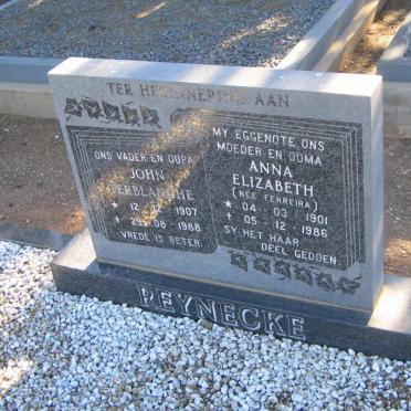 REYNECKE John Terblanche 1907-1988 &amp; Anna Elizabeth FERREIRA 1901-1986
