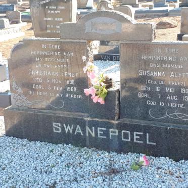 SWANEPOEL Christiaan Ernst 1898-1969 &amp; Susanna Aletta DU PREEZ 1900-1983