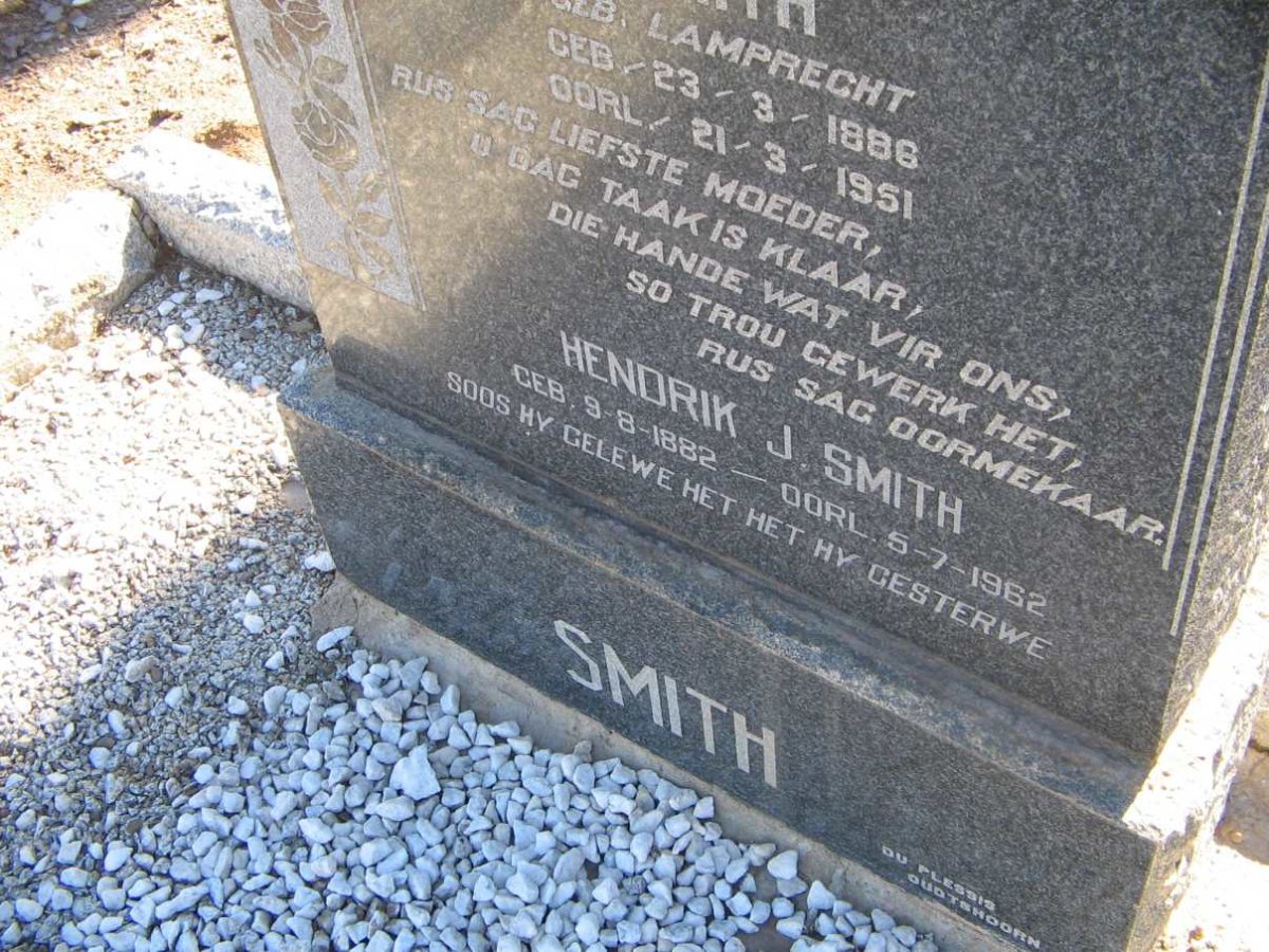 SMITH Hendrik J. 1882-1962 &amp; Christina J.P. LAMPRECHT 1886-1951