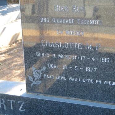 SWARTZ Johannes J. 1910- &amp; Charlotte M.P. v.d. MESCHT 1915-1977