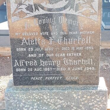 THURTELL Alfred Henry 1857-1949 &amp; Aletta Francina 1960-1946