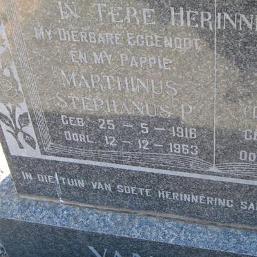 TONDER Marthinus Stephanus P., van 1916-1963 &amp; Moyra CHAPSTICK 1928- 