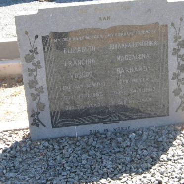 VOSLOO Elizabeth Francina nee VAN TONDER -1955 :: BARNARD Johanna Hendrika Magdalena nee MEYER -1963