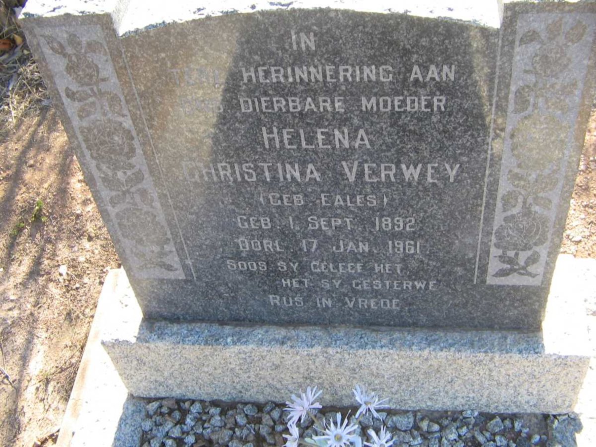 VERWEY Helena Christina nee EALES 1892-1961