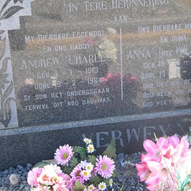 VERWEY Andrew Charles 1913-1964 &amp; Anna WILLIAMS 1916-2001
