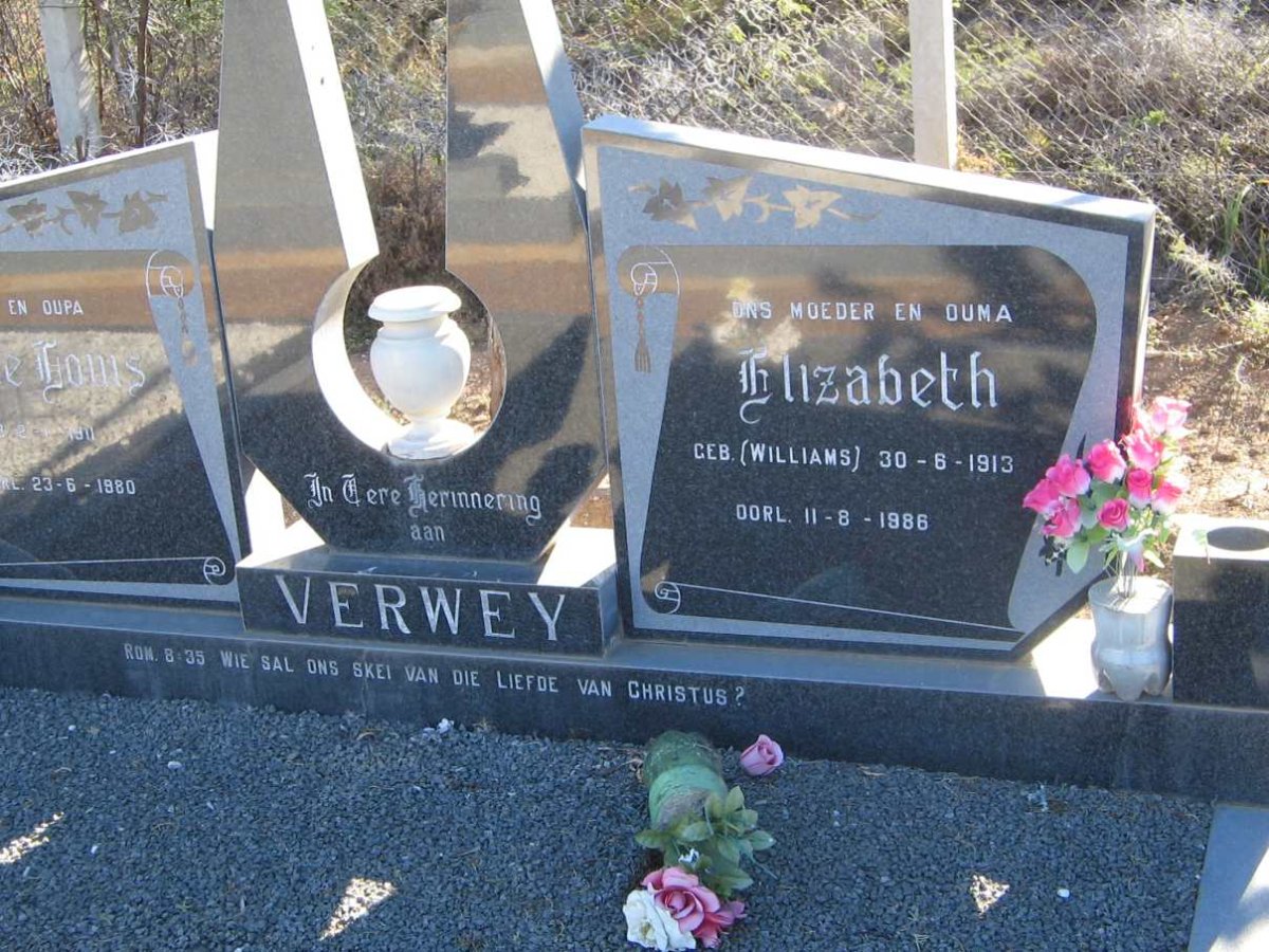 VERWEY Wallace Louis 1911-1980 &amp; Elizabeth WILLIAMS 1913-1986
