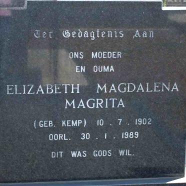 VUUREN Elizabeth Magdalena Magrita, van nee KEMP 1902-1989