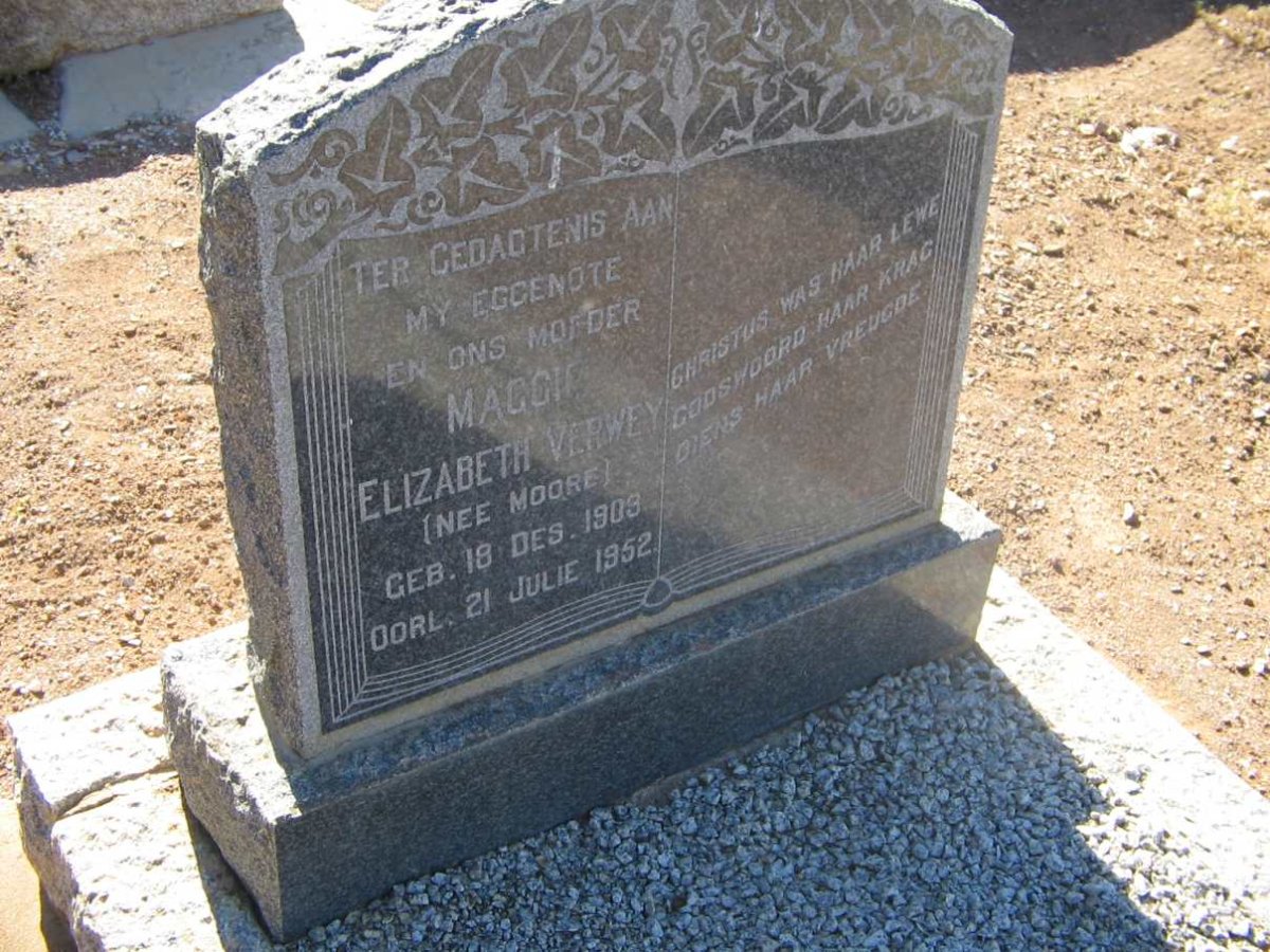 VERWEY Maggie Elizabeth nee MOORE 1903-1952
