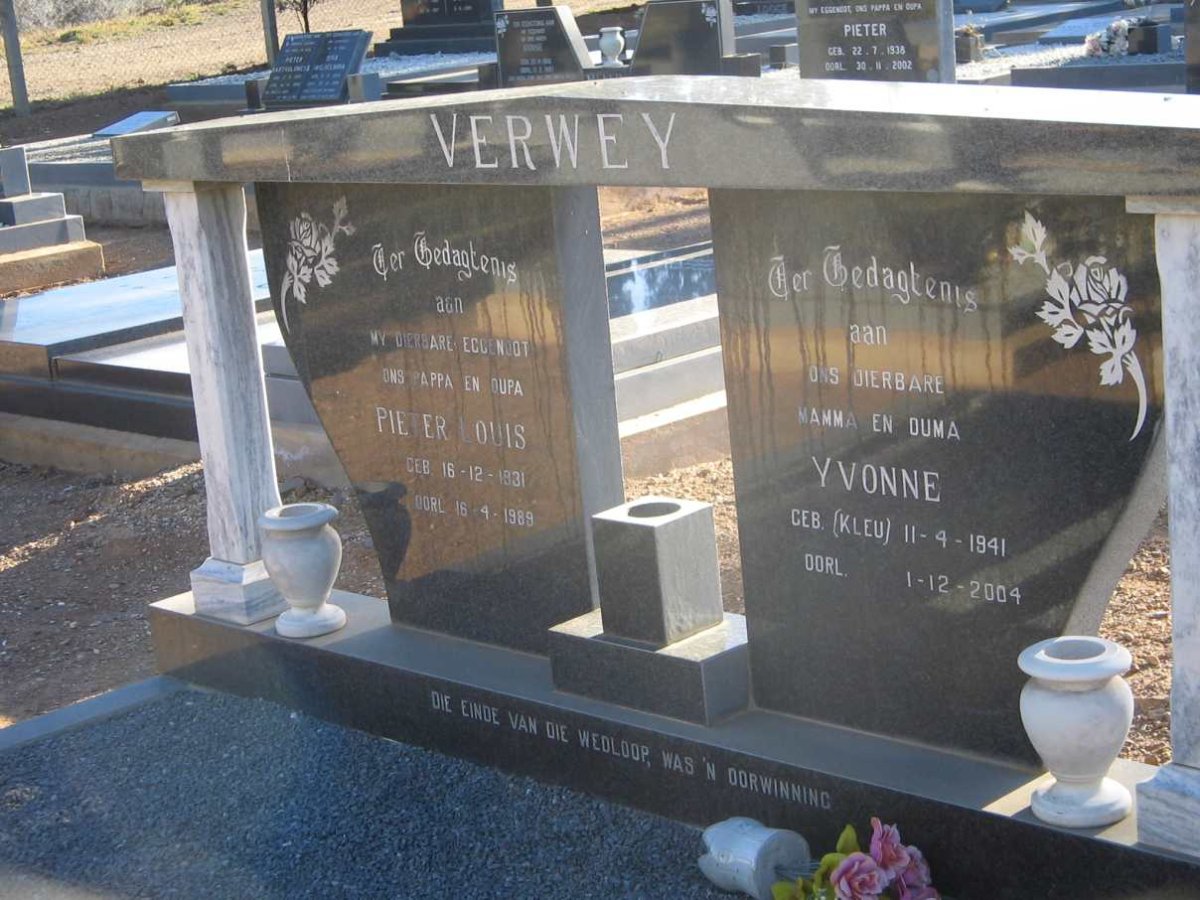 VERWEY Pieter Louis 1931-1989 &amp; Yvonne KLUE 1941-2004