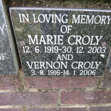 CROLY Vernon 1916-2006 &amp; Marie 1919-2003