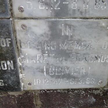ERASMUS Maretha nee OLIVIER 1947-1986