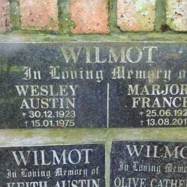 WILMOT Wesley Austin 1923-1975 &amp; Marjorie Frances 1925-2013