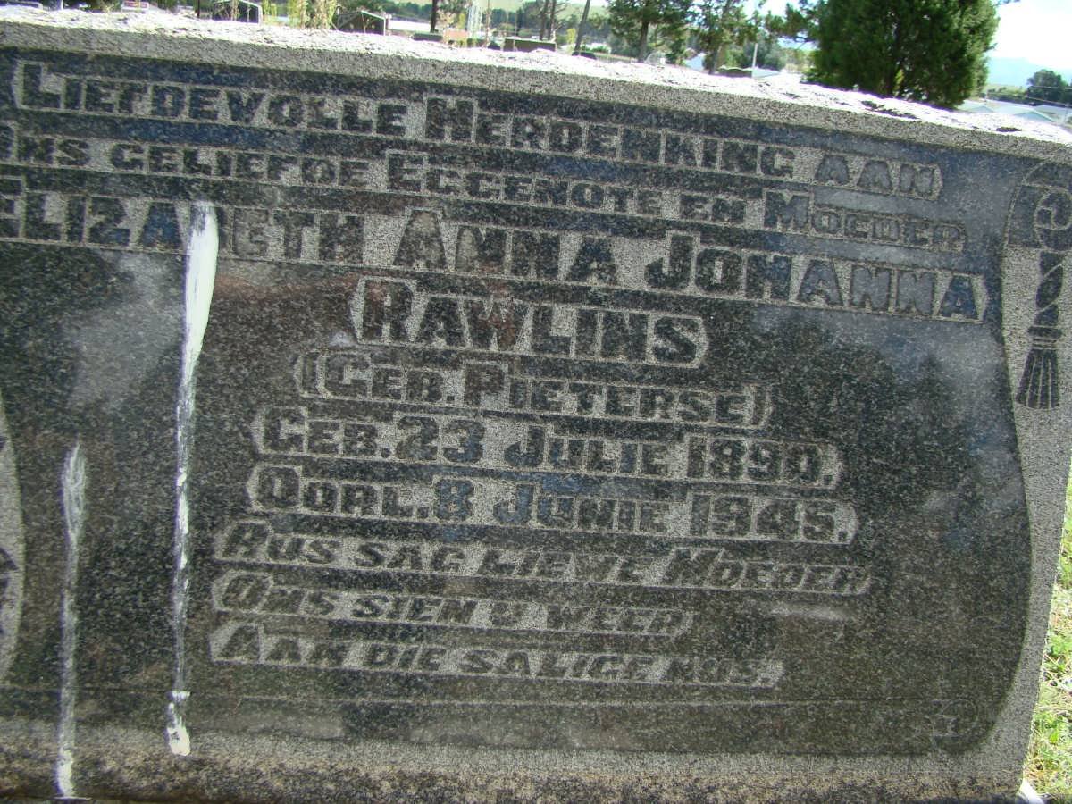 RAWLINS Elizabeth Anna Johanna nee PIETERSE 1890-1945